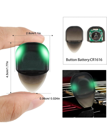Puas de guitarra iluminadas LED medianas con estuche verde y púrpura Puas de guitarra iluminadas LED medianas con estuche verde y púrpura