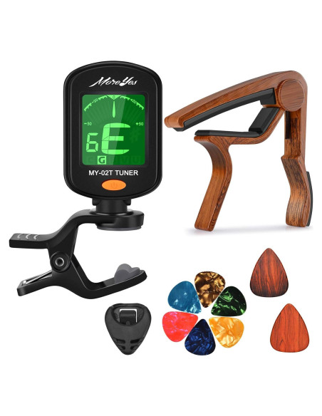 Kit Afinador y Capo de Guitarra MOREYES con Púas 0.71mm Kit Afinador y Capo de Guitarra MOREYES con Púas 0.71mm