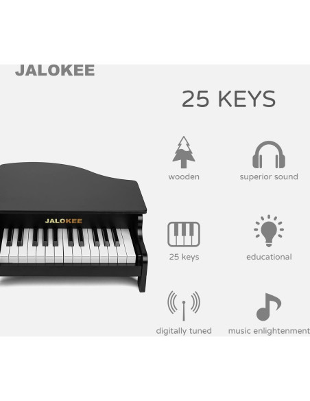 Teclado de Piano JALOKEE 25 Teclas de Madera para Niños Teclado de Piano JALOKEE 25 Teclas de Madera para Niños