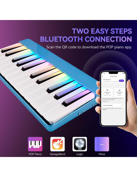 Teclado de Piano Inteligente Peppop P100 con Luz LED Azul Teclado de Piano Inteligente Peppop P100 con Luz LED Azul