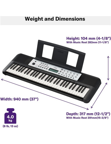 Teclado Portátil Yamaha YPT-280 61 Teclas para Principiantes