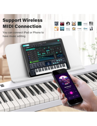 Piano Digital Plegable BESFAN PJ88C 88 Teclas Semi-Pesadas