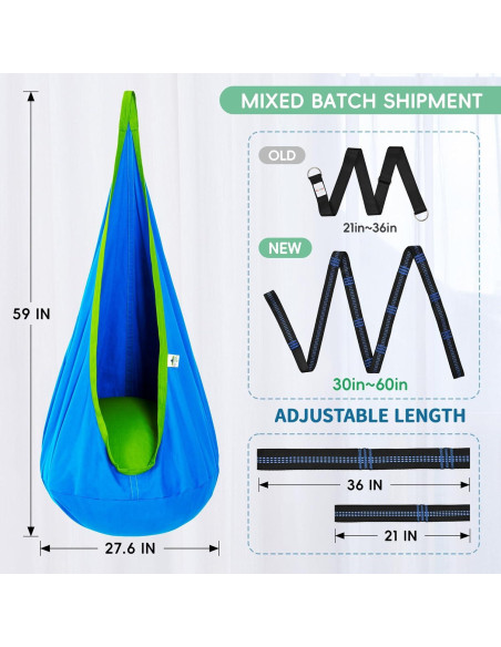 Silla Columpio Sensorial OUTREE para Niños, Algodón, Azul Silla Columpio Sensorial OUTREE para Niños, Algodón, Azul