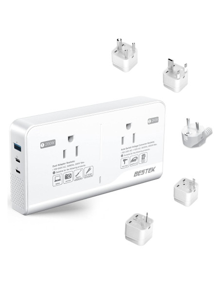 Convertidor de Voltaje 220V a 110V BESTEK 2000W con USB Convertidor de Voltaje 220V a 110V BESTEK 2000W con USB