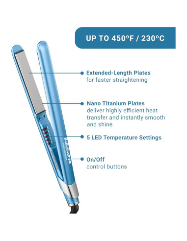 Plancha de Pelo BaBylissPRO Ultra Lisa 1" Nano Titanio