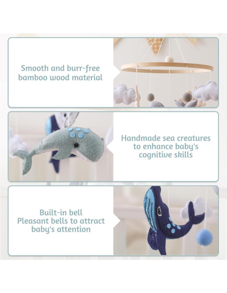 Móvil para Cuna Ikubigu Ballena - Animales del Océano 22.8x14cm Móvil para Cuna Ikubigu Ballena - Animales del Océano 22.8x14cm