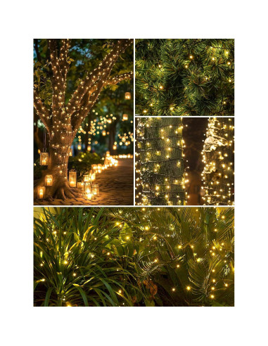 Paquete de 2 luces de cadena LED solares 100 luces blanco cálido