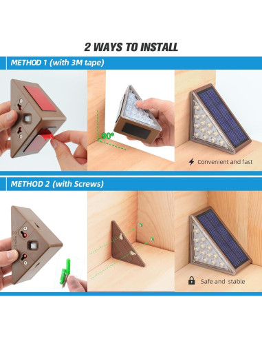 Luces de Escalera Solares NIORSUN 13 LEDs IP67 6 Paquete