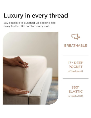 Juego de Sábanas de Lujo Threadmill 1200 Hilos Queen Beige
