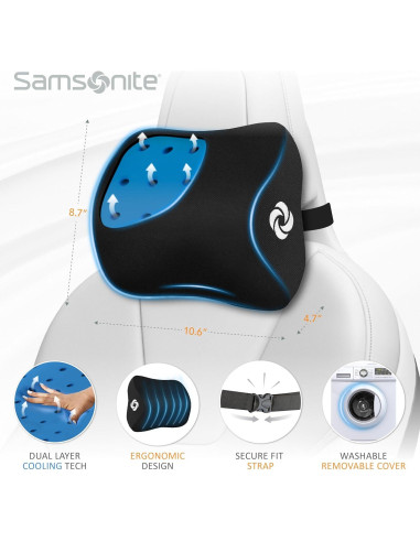 Almohada Ergonómica para el Cuello Samsonite SA6441 - Soporte Refrigerante Negro