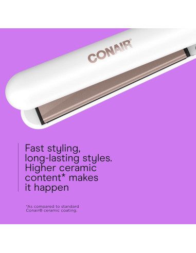 Plancha de Pelo Conair Doble Cerámica 1 Pulgada Blanca