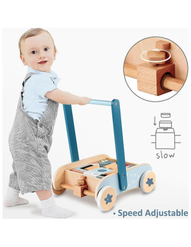 Carrito de Bebé de Madera PairPear con Bloques y Freno