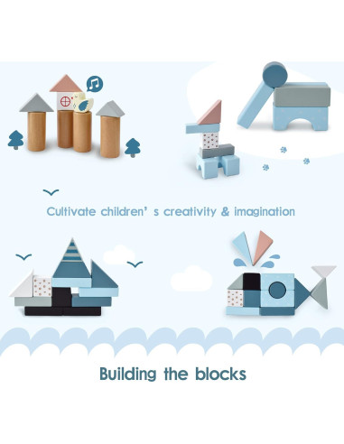 Carrito de Bebé de Madera PairPear con Bloques y Freno