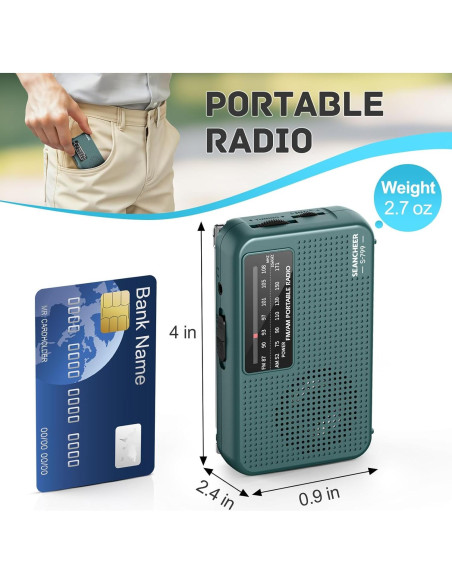 Mini Radio AM FM SEANCHEER Verde Portátil a Batería 76g Mini Radio AM FM SEANCHEER Verde Portátil a Batería 76g