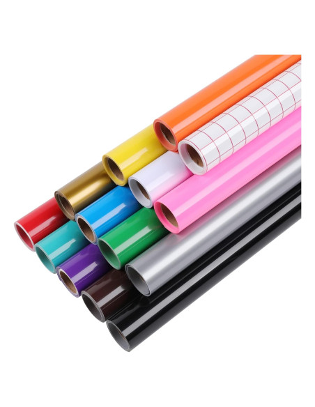 Rollos de Vinilo Permanente HTVRONT 30.48 cm x 0.91 m 13 Colores Rollos de Vinilo Permanente HTVRONT 30.48 cm x 0.91 m 13 Colores