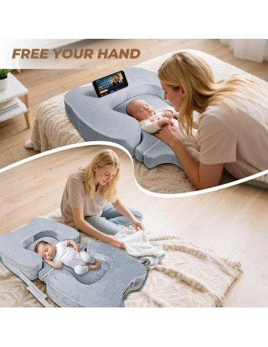 Almohada de Lactancia EKEPE para Gemelos Ajustable - Gris