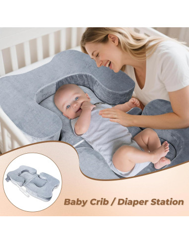 Almohada de Lactancia EKEPE para Gemelos Ajustable - Gris