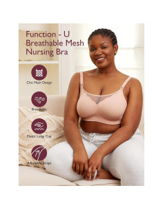 Sostén de Lactancia Momcozy Malla Transpirable Rosa Ostra XX-Large 2