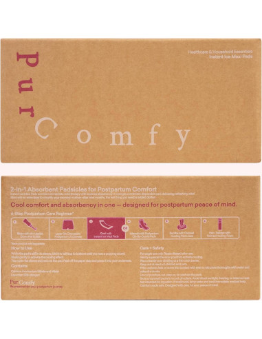 Compresas Postparto 2-en-1 PurComfy - 10 Unidades Alivio Dolor