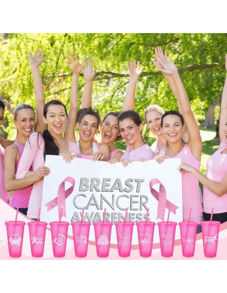 Vasos de Plástico Rosa para Conciencia Cáncer de Mama Uiifan 20 Pzs 710 ml Vasos de Plástico Rosa para Conciencia Cáncer de Mama Uiifan 20 Pzs 710 ml