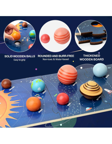 Modelo de Sistema Solar de Madera TWOOD 3D Educativo para Niños