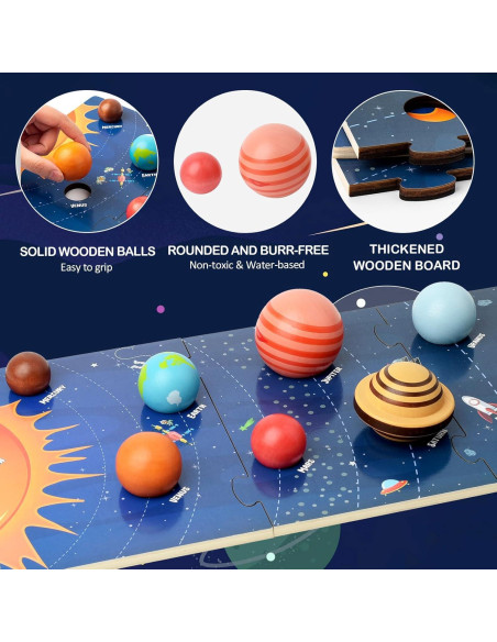 Modelo de Sistema Solar de Madera TWOOD 3D Educativo para Niños Modelo de Sistema Solar de Madera TWOOD 3D Educativo para Niños