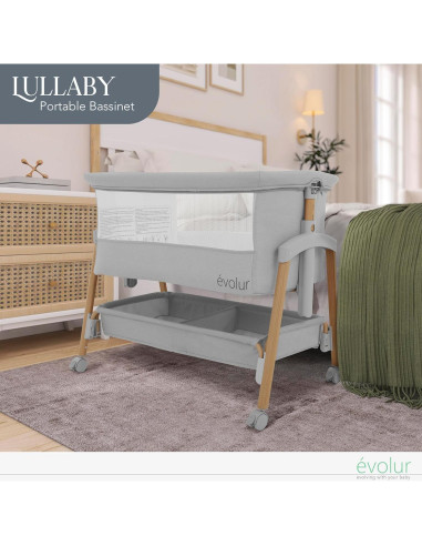Cuna Portátil Evolur Lullaby con Ruedas y 7 Alturas Ajustables