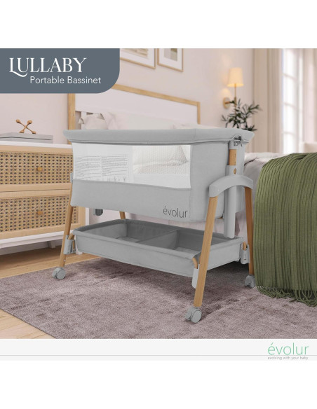 Cuna Portátil Evolur Lullaby con Ruedas y 7 Alturas Ajustables Cuna Portátil Evolur Lullaby con Ruedas y 7 Alturas Ajustables