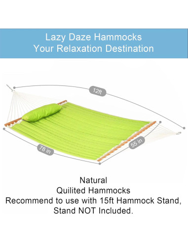 Hamaca Acolchada Doble Lazy Daze Verde Limón 3.66m 204kg
