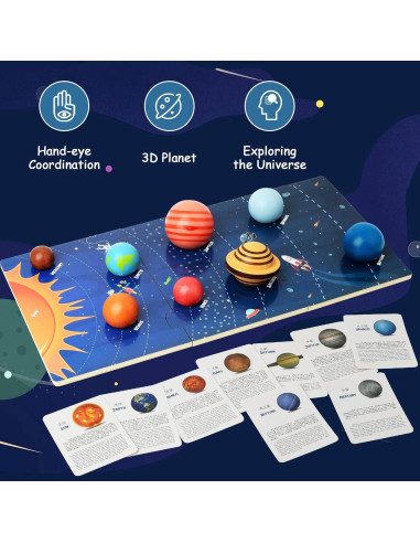 Modelo de Sistema Solar de Madera TWOOD 3D Educativo para Niños