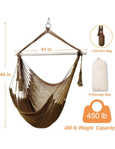 Silla Hamaca Lazy Daze Caribeña Colgante 226.8 kg Beige
