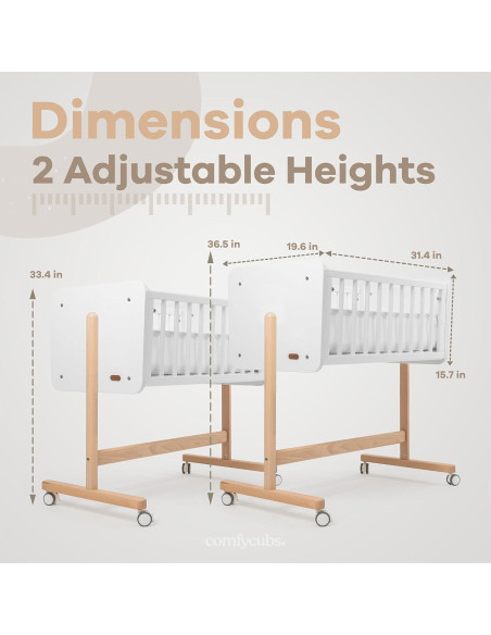 Cuna Lateral de Madera Comfy Cubs - Ajustable y Segura Cuna Lateral de Madera Comfy Cubs - Ajustable y Segura