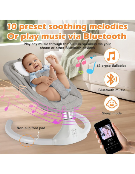 Columpio Eléctrico para Bebés Harhoers 0-12 Meses Bluetooth Columpio Eléctrico para Bebés Harhoers 0-12 Meses Bluetooth