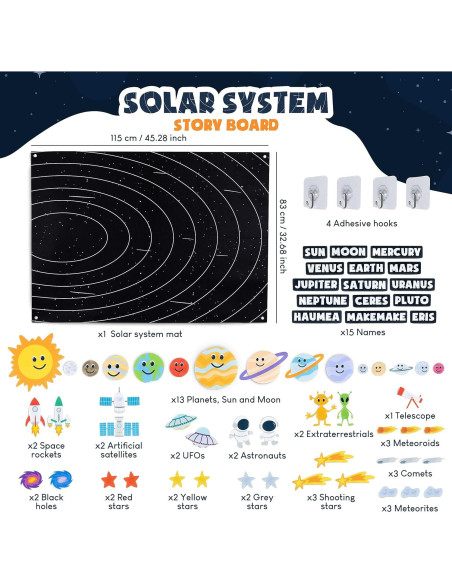 Sistema Solar para Niños BONNYCO con 61 Figuras de Fieltro Sistema Solar para Niños BONNYCO con 61 Figuras de Fieltro