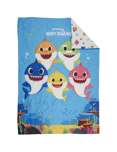 Juego de Cama Baby Shark 4 Piezas - Edredón Reversible