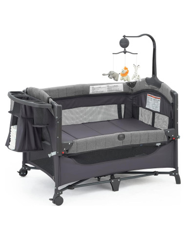 Cuna Lateral QUTANIX 5 en 1 con Mesa de Cambio y Móvil