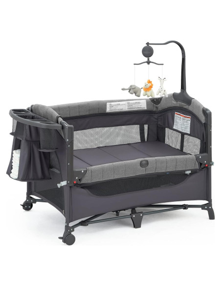 Cuna Lateral QUTANIX 5 en 1 con Mesa de Cambio y Móvil Cuna Lateral QUTANIX 5 en 1 con Mesa de Cambio y Móvil