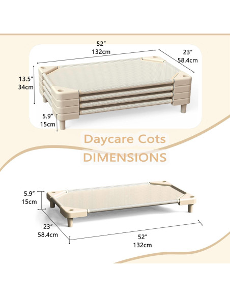 Camas apilables para preescolar NOUJULOUN 4 unidades beige claro Camas apilables para preescolar NOUJULOUN 4 unidades beige claro