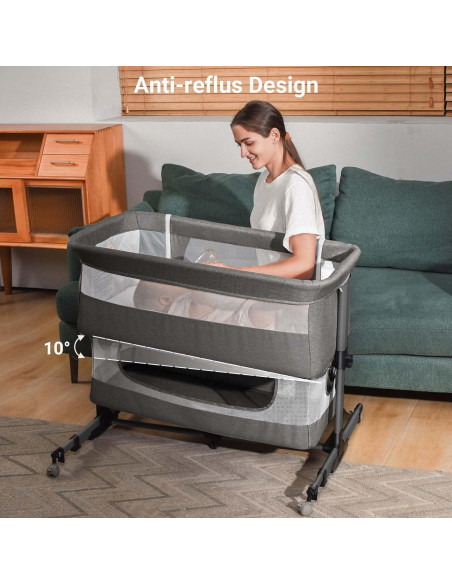 Cuna 3 en 1 Soobaby Gris Ajustable Portátil para Bebés Cuna 3 en 1 Soobaby Gris Ajustable Portátil para Bebés