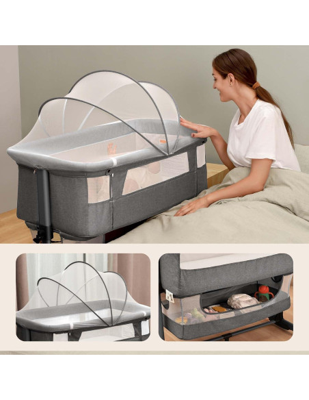 Cuna 3 en 1 Soobaby Gris Ajustable Portátil para Bebés Cuna 3 en 1 Soobaby Gris Ajustable Portátil para Bebés