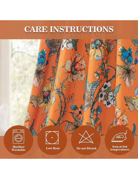 Cortinas Opacas Florales MYSKY HOME 132x160 cm 2 Paneles Naranja Cortinas Opacas Florales MYSKY HOME 132x160 cm 2 Paneles Naranja