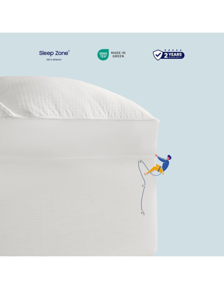 Cubrecolchón Queen SLEEP ZONE Microfibra Lavable Blanco Cubrecolchón Queen SLEEP ZONE Microfibra Lavable Blanco