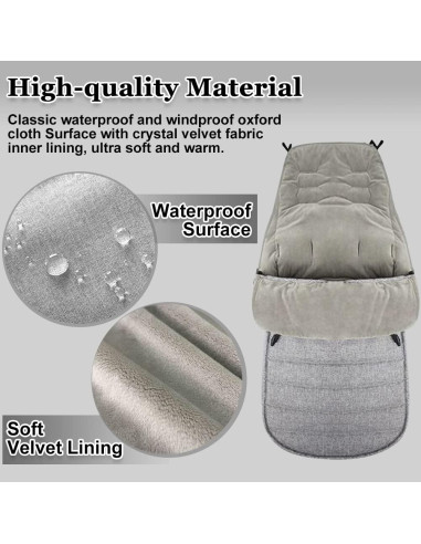 Saco Térmico para Cochecito XIFAMNIY Impermeable Gris 0.68kg