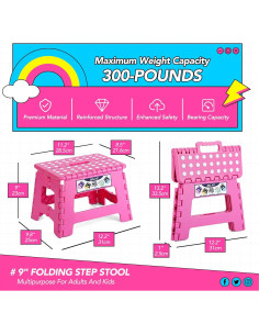 Taburete Plegable Delxo Rosa 22.86 cm Antideslizante 136 kg 2