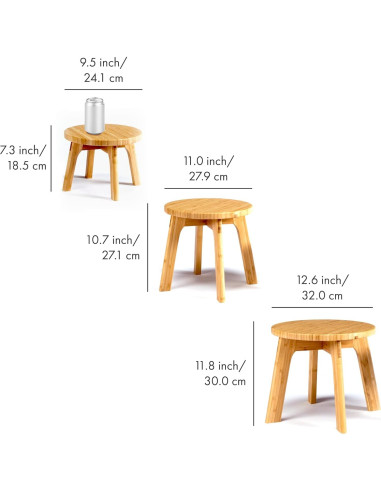Taburete de Bambú GOBAM 18.5 cm - Resistente hasta 136 kg