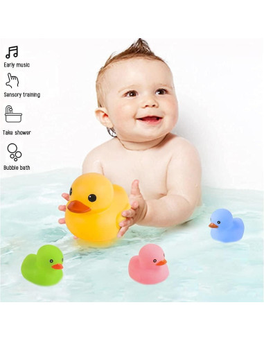 Juguetes de Baño de Goma 4 Pcs Patos AIYUENCICI Coloridos