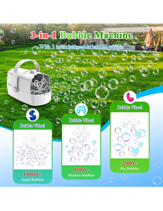 Máquina de Burbujas 3 en 1 Wisdomlit, 8000+ Burbujas/min, Blanco 2