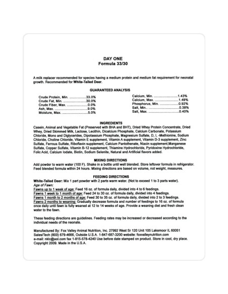 Fórmula de Reemplazo de Leche para Ciervos Fox Valley 1.59kg Fórmula de Reemplazo de Leche para Ciervos Fox Valley 1.59kg