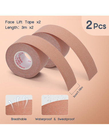 Cinta Facial Myofascial AURUZA 2 Rollos Antienvejecimiento 3m