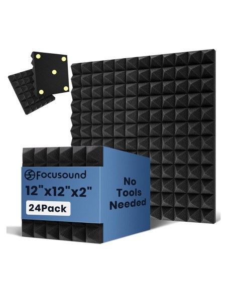 Paneles Acústicos Focusound 24 Piezas 5cm x 30cm x 30cm Paneles Acústicos Focusound 24 Piezas 5cm x 30cm x 30cm